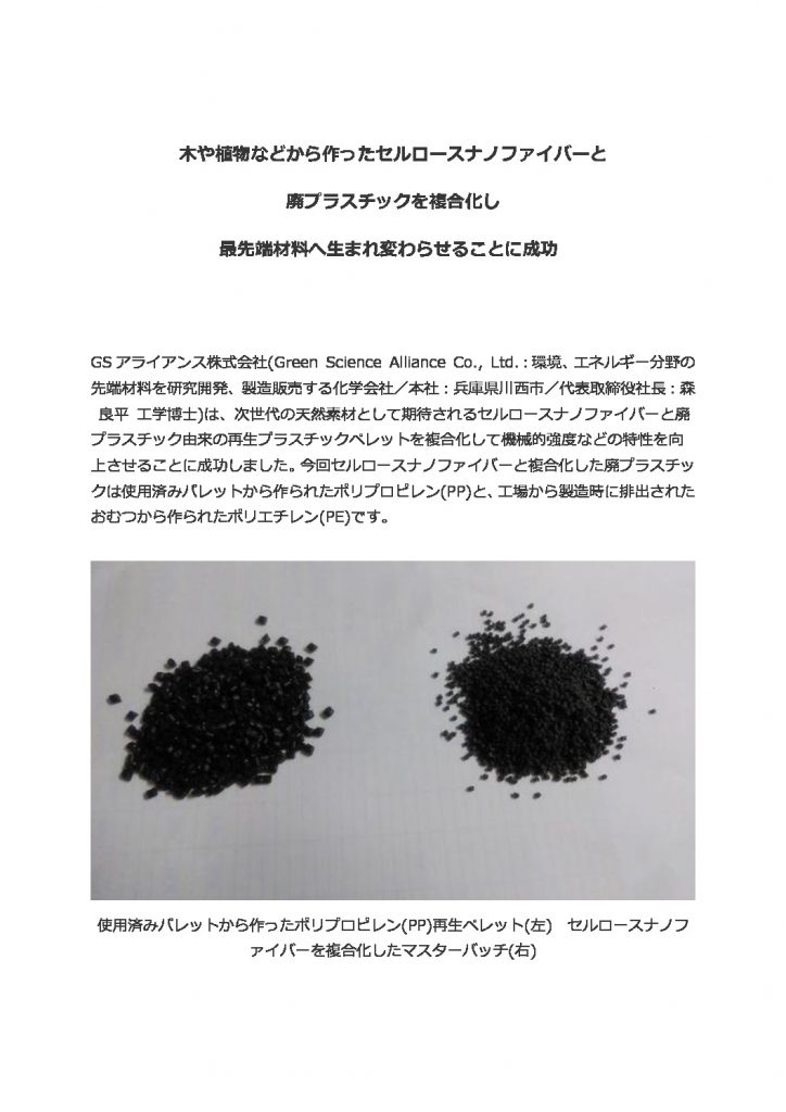 GSアライアンス木や植物などから作ったセルロースナノファイバーとのサムネイル